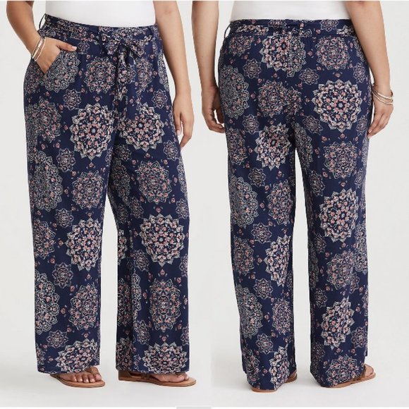 torrid Pants - TORRID Navy Mandala Wide Leg Challis Pant